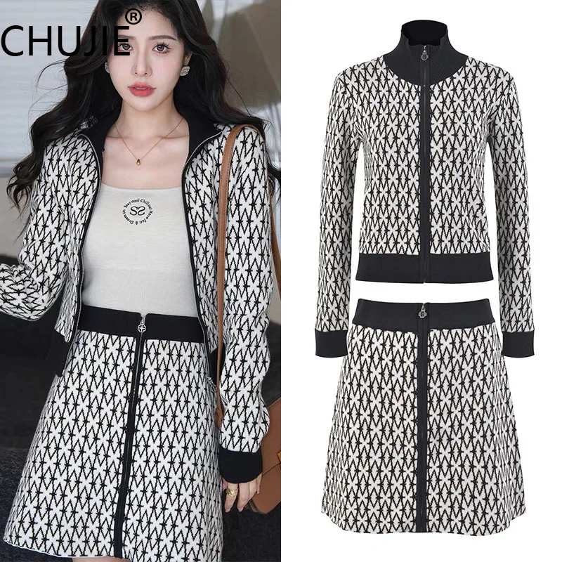 Women's French Jacquard Knit Set 2025 - Diamond Grid Zip Top & Skirt, Luxe Two-Piece Outfit,Evening
Women's French Jacquard Knit Set 2025 - Diamond Grid Zip Top & Skirt, Luxe Two-Piece Outfit,Evening