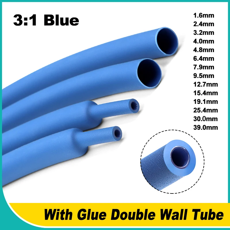 3:1 With Glue Double Wall Heat Shrink Tube Blue 1.6mm ~ 39mm Polyolefin Insulation Adhensive Lined Wire Cable Protector Sleeve
3:1 With Glue Double Wall Heat Shrink Tube Blue 1.6mm ~ 39mm Polyolefin Insulation Adhensive Lined Wire Cable Protector Sleeve