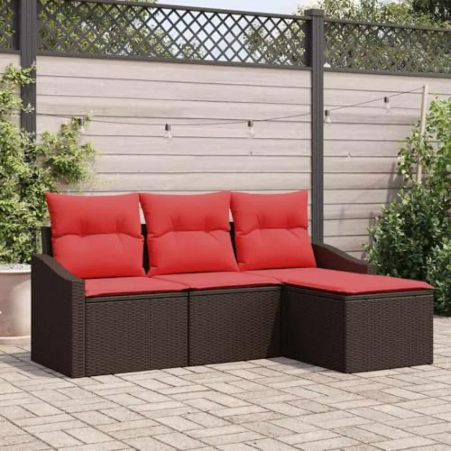 4 Piece Patio Sofa Set with Adjustable Table and Hidden Storage Brown Poly Rattan Garden Furniture with Cushions Modular Outdoo
4 Piece Patio Sofa Set with Adjustable Table and Hidden Storage Brown Poly Rattan Garden Furniture with Cushions Modular Outdoo