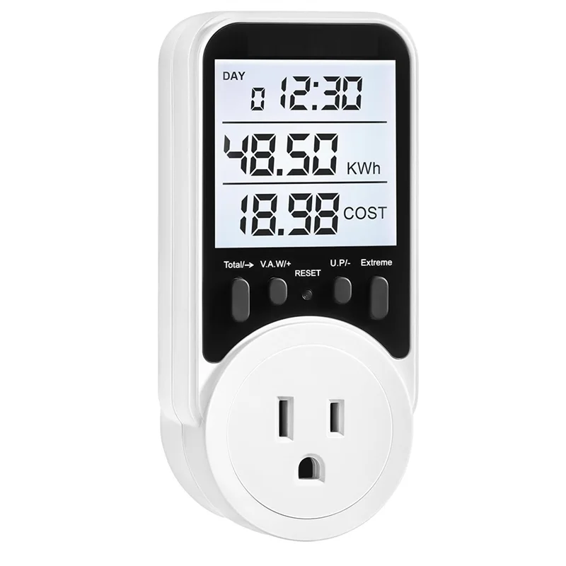 A08F-Watt Meter, Plug-In Socket Power Meter, Wide Range, Backlit Large Display, Electricity Usage Monitor US Plug
A08F-Watt Meter, Plug-In Socket Power Meter, Wide Range, Backlit Large Display, Electricity Usage Monitor US Plug