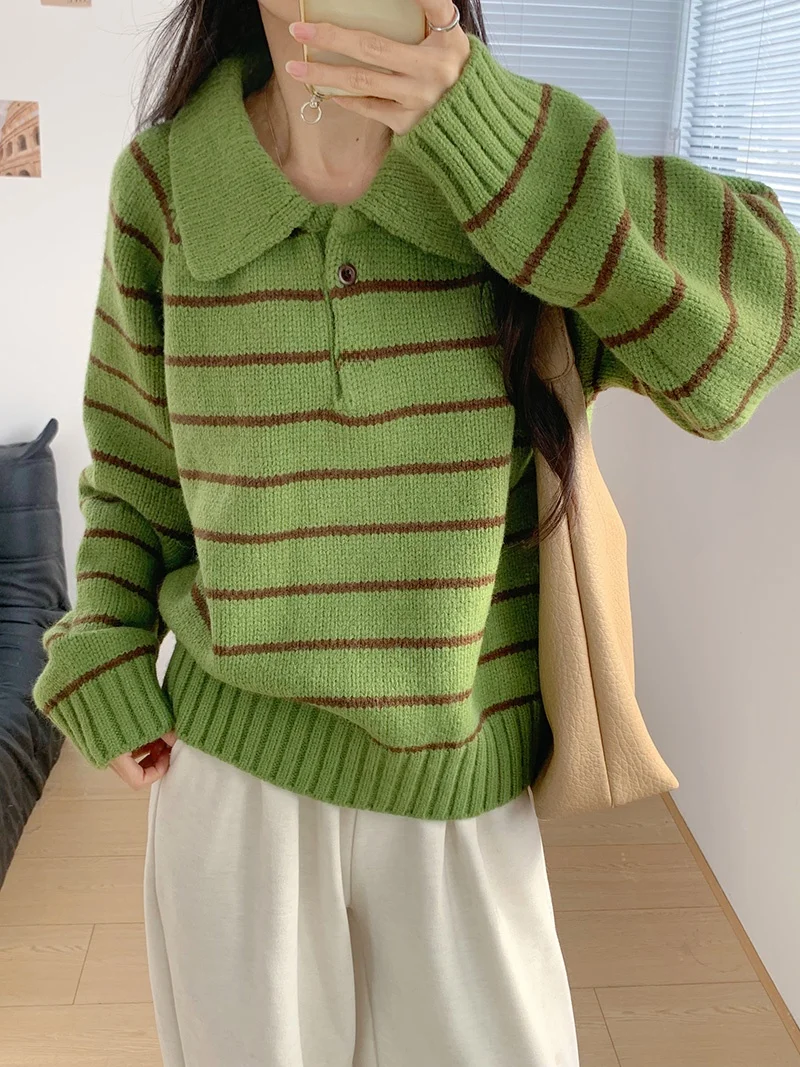 Новый женский свитер Amy 2025 в полоску, свободный, мягкий, утолщенный, вязаный, для невысоких, модный, для повседневной носки
Новый женский свитер Amy 2025 в полоску, свободный, мягкий, утолщенный, вязаный, для невысоких, модный, для повседневной носки