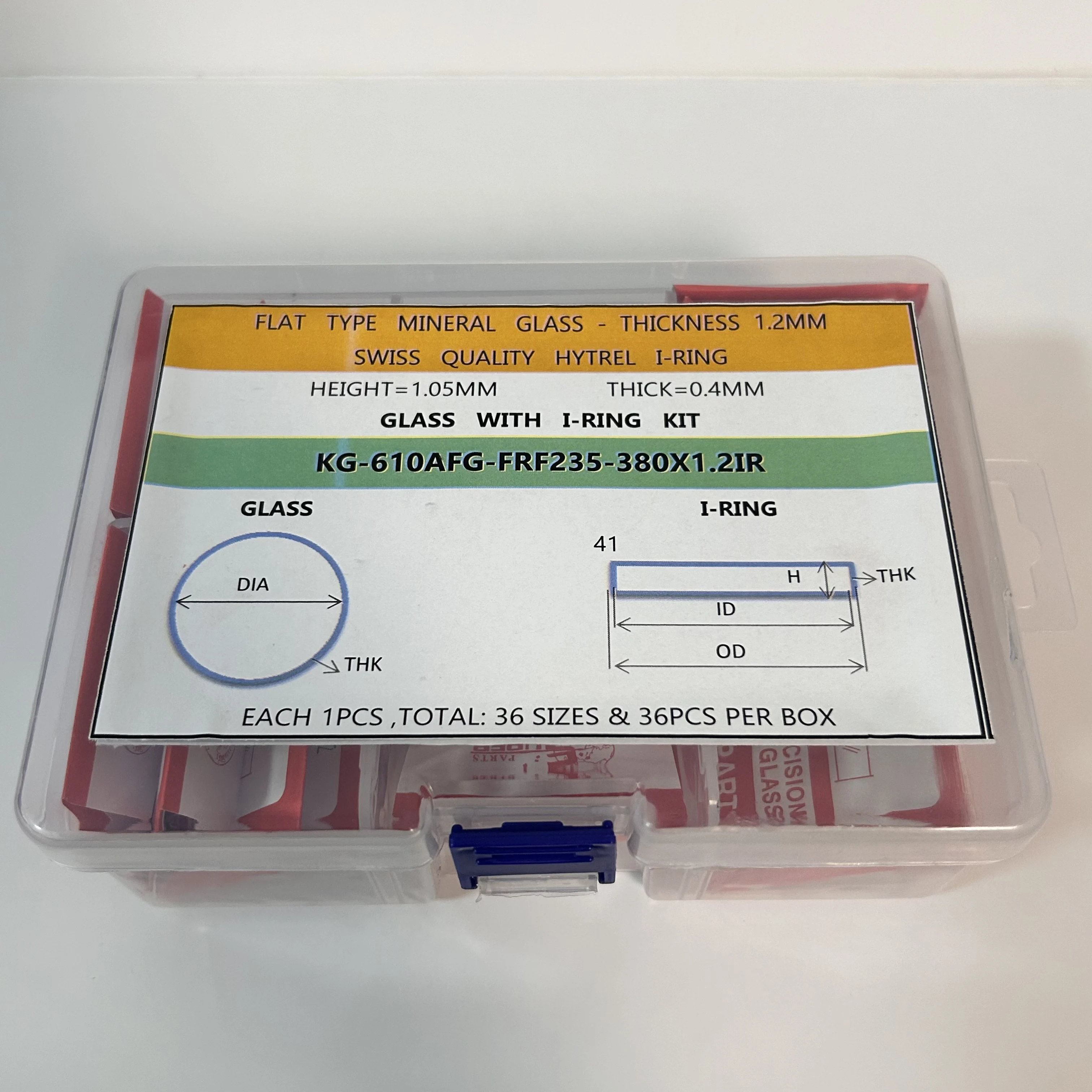 Set of Flat Type Mineral Glass 1.2mm Thick 23.5mm-38mm Round Watch Crystal with 0.4mm Thick 1.05mm Height I Ring Plastic Gasket
Set of Flat Type Mineral Glass 1.2mm Thick 23.5mm-38mm Round Watch Crystal with 0.4mm Thick 1.05mm Height I Ring Plastic Gasket