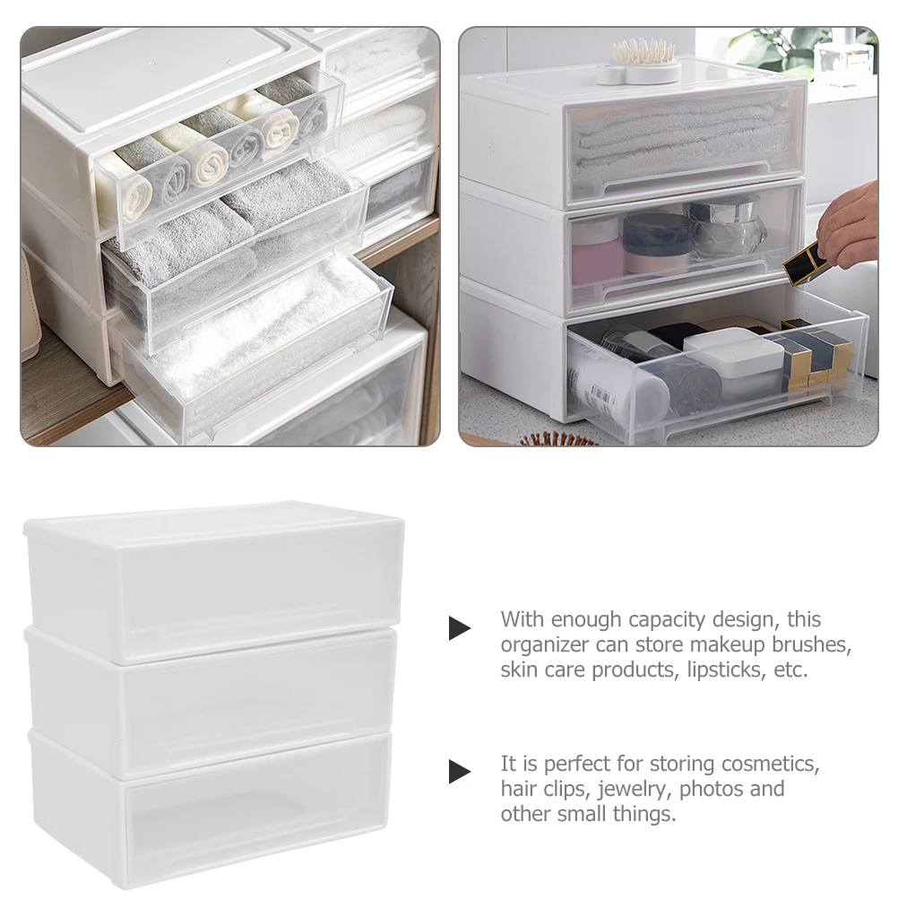1 set Three Layer Drawer Storage Box White Vertical Stackable Large Capacity Makeup Organizer Desktop Plastic Container
1 set Three Layer Drawer Storage Box White Vertical Stackable Large Capacity Makeup Organizer Desktop Plastic Container