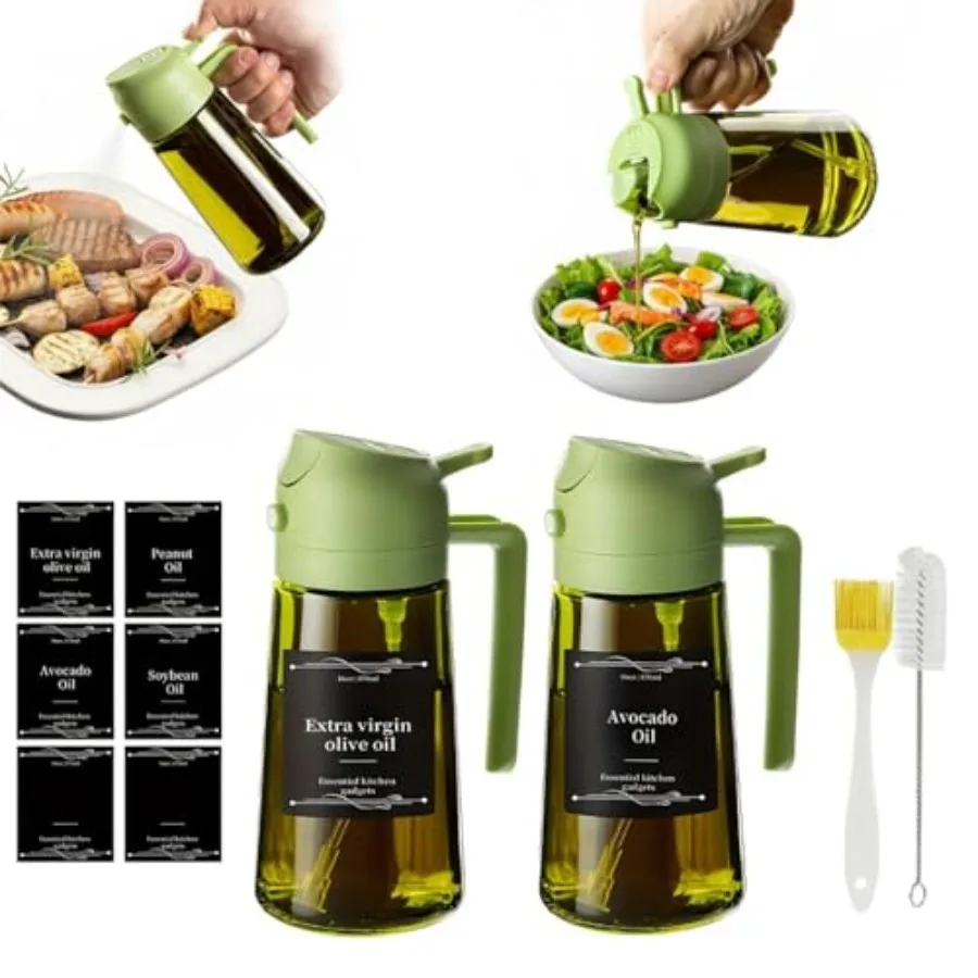 Alimota Oil Dispenser, 6Oz/470Ml Oil Dispenser Bottle for Kitchen, 2 in 1 Oil Dispenser and Sprayer
Alimota Oil Dispenser, 6Oz/470Ml Oil Dispenser Bottle for Kitchen, 2 in 1 Oil Dispenser and Sprayer