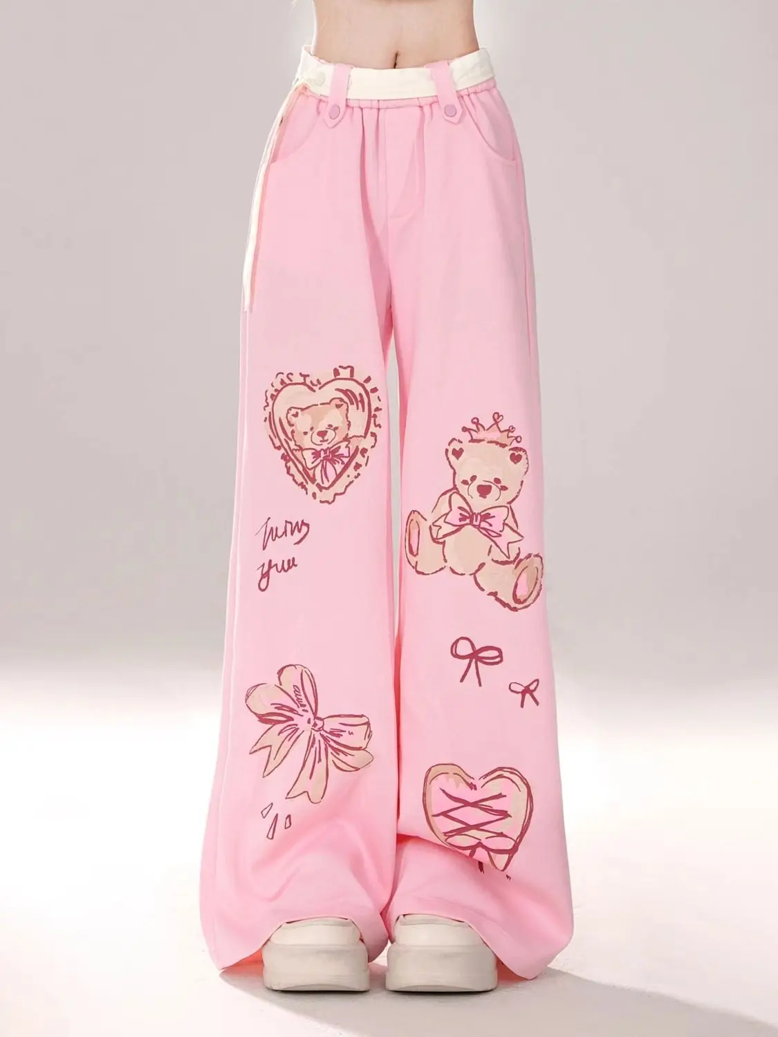 Spring Summer Cute Bear Print Pink Pants High Waist Straight Loose Wide Leg Trousers Y2k Aesthetic Streetwear Casual Pantalones
Spring Summer Cute Bear Print Pink Pants High Waist Straight Loose Wide Leg Trousers Y2k Aesthetic Streetwear Casual Pantalones