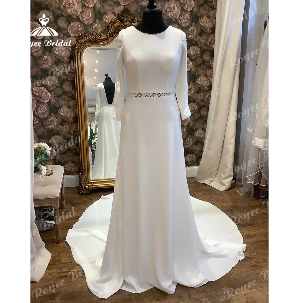 Роскошное атласное свадебное платье Roycebridal с длинным рукавом и открытой спиной, 2024
Роскошное атласное свадебное платье Roycebridal с длинным рукавом и открытой спиной, 2024