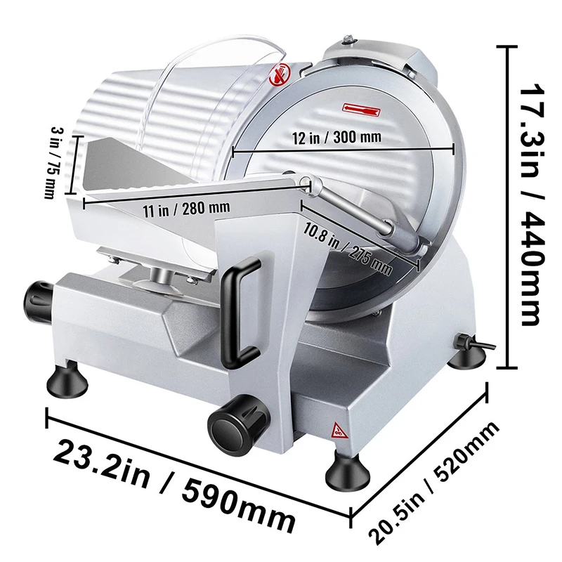 Commercial Electric JK-300A 12-Inch Carbon Steel 320W Frozen Meat Slicer Adjustable Thickness 0.2-15mm Semi-Automatic
Commercial Electric JK-300A 12-Inch Carbon Steel 320W Frozen Meat Slicer Adjustable Thickness 0.2-15mm Semi-Automatic