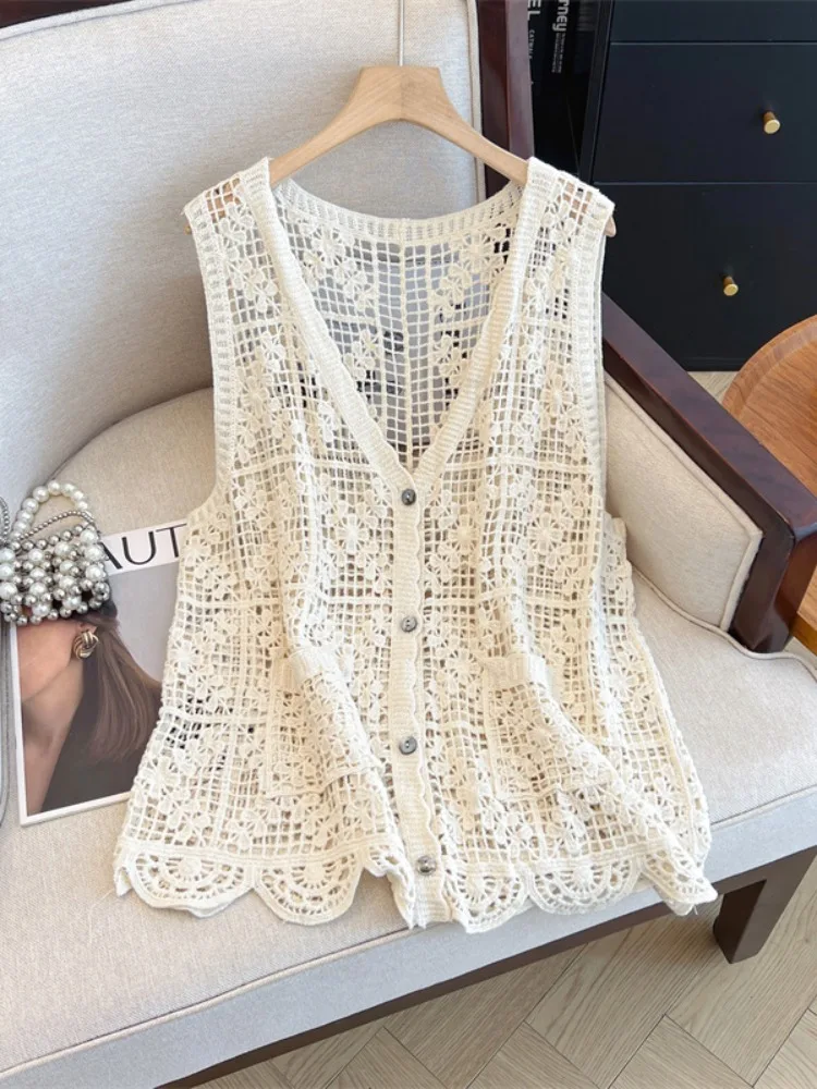 Женский вязаный ажурный жилет, новый летний модный жилет большого размера, накидка на плечо, топ для поездок на работу
Женский вязаный ажурный жилет, новый летний модный жилет большого размера, накидка на плечо, топ для поездок на работу