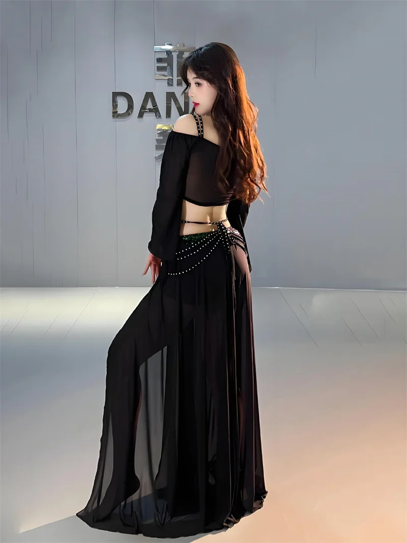 Women Bellydance Practice Costume 2 Piece Long Sleeve Top Side Split Skirt Sequin Outfit Oriental Dancer Show Gauze Clothes XL
Women Bellydance Practice Costume 2 Piece Long Sleeve Top Side Split Skirt Sequin Outfit Oriental Dancer Show Gauze Clothes XL