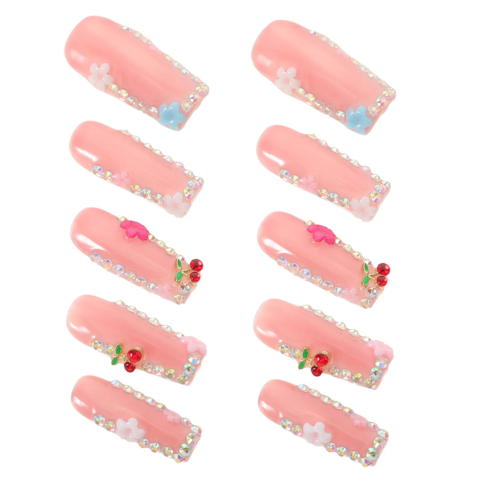 10Pcs Flower Press on Nails Rhinestone Cherry Full Coverage Fake Nails Coffin Nail Tips Spring Party DIY Nail Art Decoration
10Pcs Flower Press on Nails Rhinestone Cherry Full Coverage Fake Nails Coffin Nail Tips Spring Party DIY Nail Art Decoration