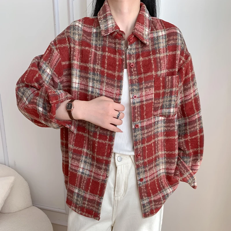 New Korean-style women's Vintage Jacket Loose And Slimming Stylish And Casual Plaid Shirt Long-sleeve Shirt With Buttons
New Korean-style women's Vintage Jacket Loose And Slimming Stylish And Casual Plaid Shirt Long-sleeve Shirt With Buttons