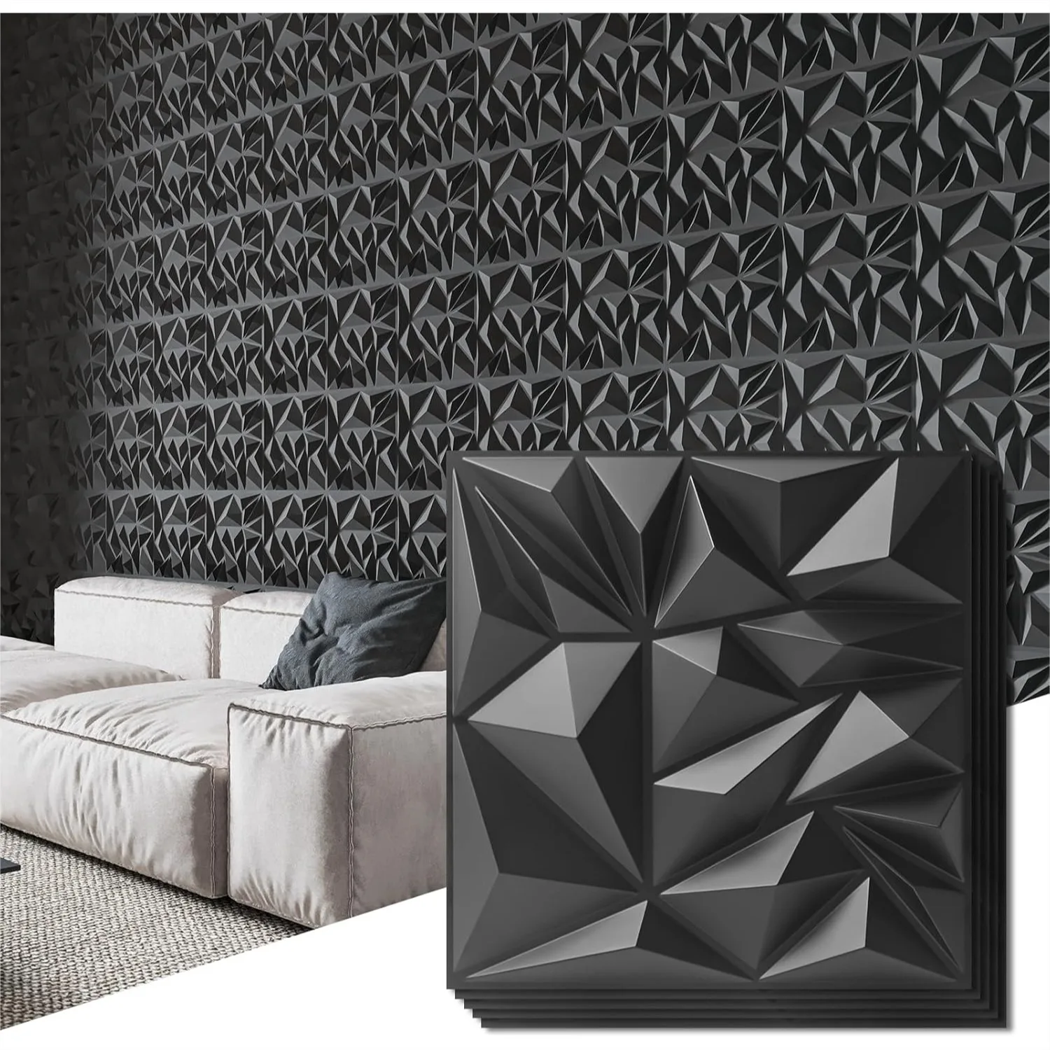 3D Wall Panels 50-Pack for Interior Wall Decor, Modern Diamond Textured Accent Panels for Living Room TV Background, 12x12 Inch
3D Wall Panels 50-Pack for Interior Wall Decor, Modern Diamond Textured Accent Panels for Living Room TV Background, 12x12 Inch