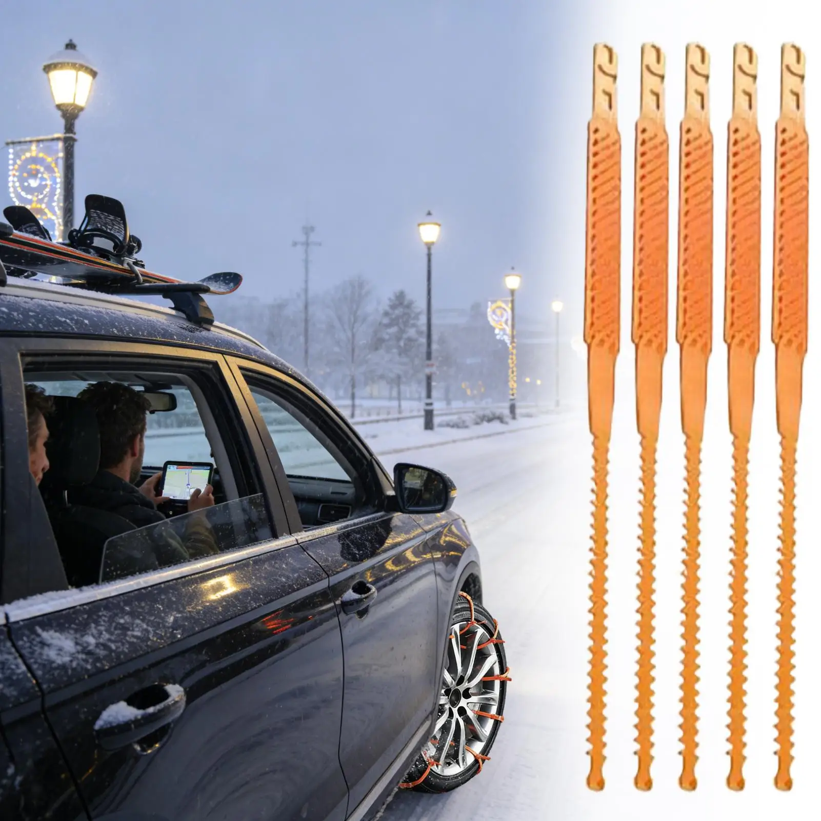 Snow Chains For Car Tires 5 Piece Tyre Auto Traction Grips Tire Chains For Cars For Suv Truck Pickup Van Sedans 165-275mm Winter
Snow Chains For Car Tires 5 Piece Tyre Auto Traction Grips Tire Chains For Cars For Suv Truck Pickup Van Sedans 165-275mm Winter