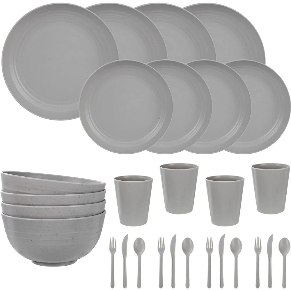 28 Pcs Wheat Straw Dinnerware Set Unbreakable Reusable Plates And Bowls for 4 People Kitchen Dining Set Eco-Friendly
28 Pcs Wheat Straw Dinnerware Set Unbreakable Reusable Plates And Bowls for 4 People Kitchen Dining Set Eco-Friendly