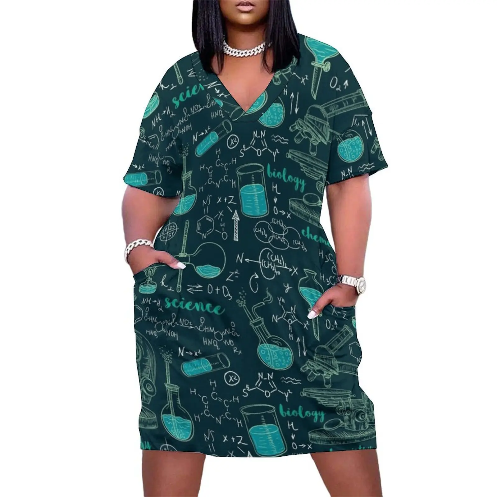 Vintage seamless pattern old chemistry laboratory with microscope, tubes and formulas. Loose Pocket Dress summer clothes
Vintage seamless pattern old chemistry laboratory with microscope, tubes and formulas. Loose Pocket Dress summer clothes