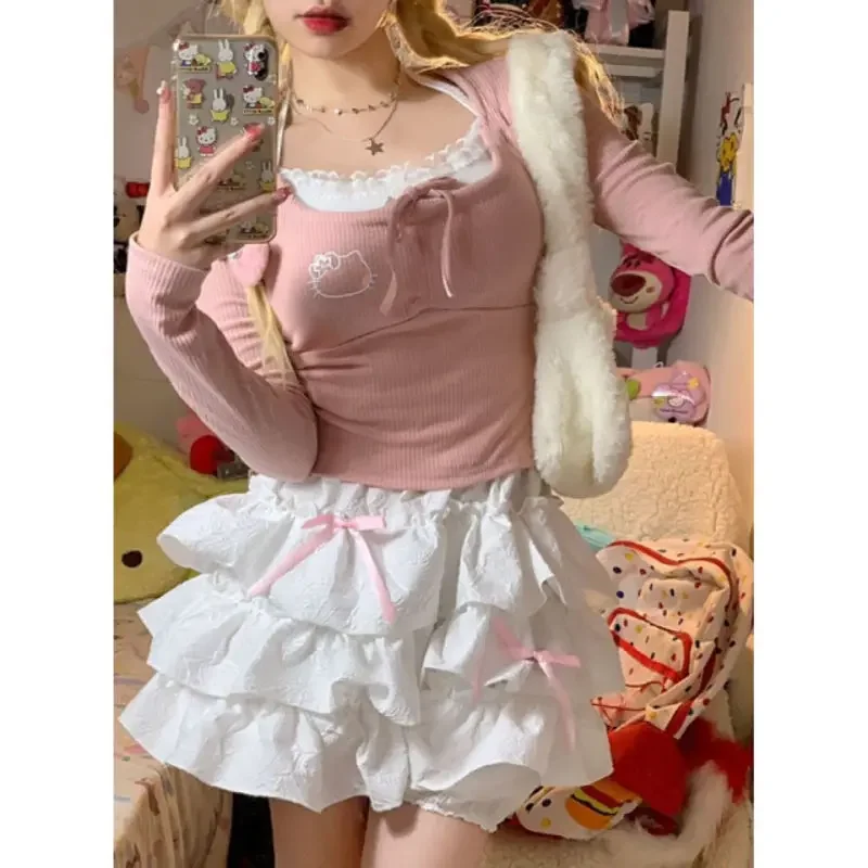2023 Autumn Japanese 3 Piece Skirt Set Women Outwear Casual Y2k Crop Tops Blouse + Cake Skirt Kawaii Clothing Lolita Knit Suits
2023 Autumn Japanese 3 Piece Skirt Set Women Outwear Casual Y2k Crop Tops Blouse + Cake Skirt Kawaii Clothing Lolita Knit Suits