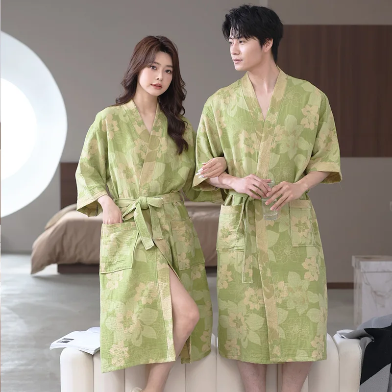 Spring and Summer Thin Cotton Double-layer Bathrobe Pajamas Home Wear Ladies's Absorbent Quick Drying Yukata Robes Sleepwear
Spring and Summer Thin Cotton Double-layer Bathrobe Pajamas Home Wear Ladies's Absorbent Quick Drying Yukata Robes Sleepwear