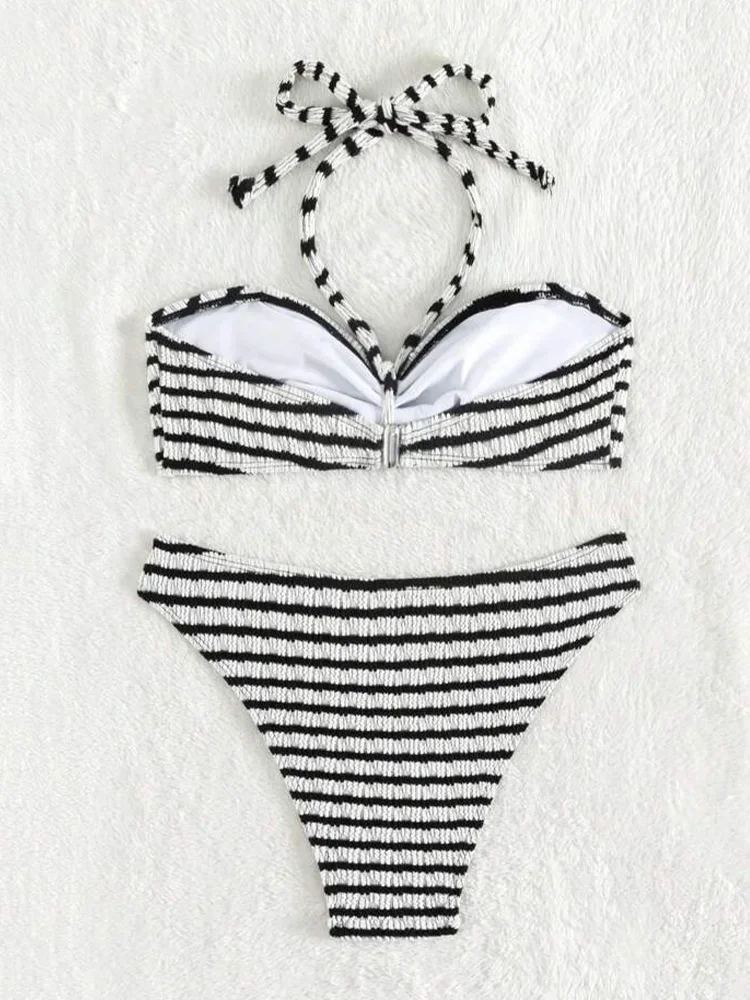 UETEEY 2025 Новый летний купальник, комплект бикини, сексуальный полосатый купальник на шнуровке, комплект из 2 предметов, женский разделенный пляжный купальник-бикини для отдыха 
UETEEY 2025 Новый летний купальник, комплект бикини, сексуальный полосатый купальник на шнуровке, комплект из 2 предметов, женский разделенный пляжный купальник-бикини для отдыха