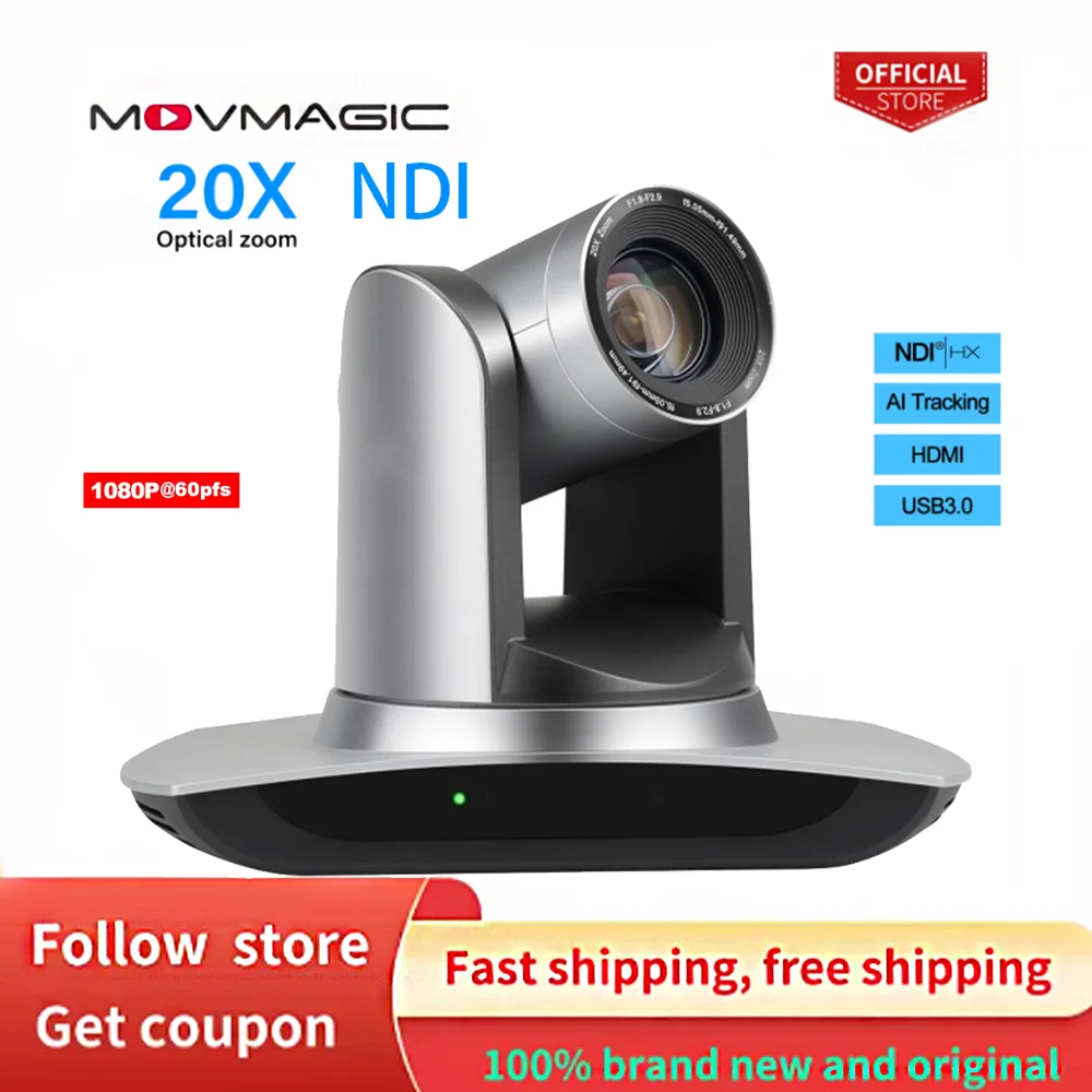 MOVMAGIC 20X NDI камера AI автоматическое отслеживание HDMI PTZ камера оптический зум USB3.0 HDMI PTZ камера для церковного поклонения образование
MOVMAGIC 20X NDI камера AI автоматическое отслеживание HDMI PTZ камера оптический зум USB3.0 HDMI PTZ камера для церковного поклонения образование