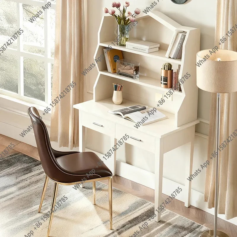 N62 Solid wood desk bookshelf integrated table simple student home bookcase combination small apartment French study table
N62 Solid wood desk bookshelf integrated table simple student home bookcase combination small apartment French study table