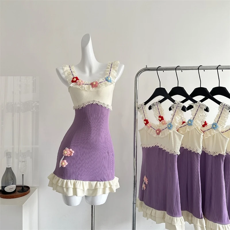 Summer Korean Fashion Sweet Knitted Splicing Dress Women 3D Flower Slim Mini Dress Female Casual Cute Original Design Clothing
Summer Korean Fashion Sweet Knitted Splicing Dress Women 3D Flower Slim Mini Dress Female Casual Cute Original Design Clothing