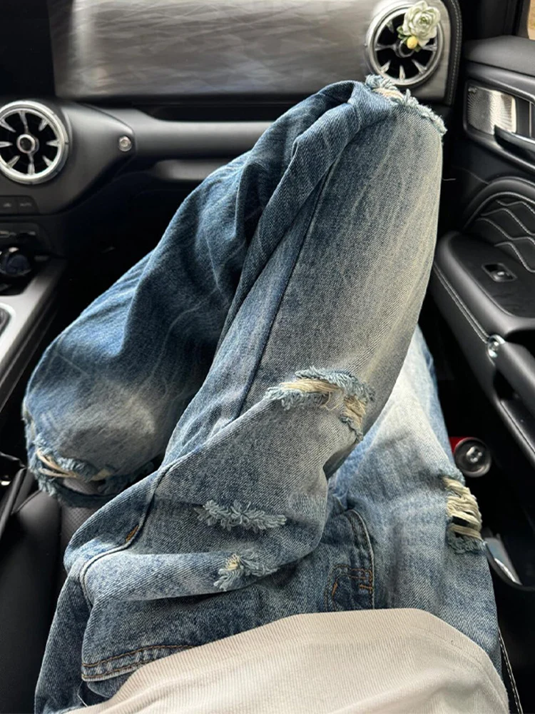 Light Blue Washed Lightning Men's Jeans Straight Leg Casual Long Trousers Tear Hole American High Street Style CleanFit
Light Blue Washed Lightning Men's Jeans Straight Leg Casual Long Trousers Tear Hole American High Street Style CleanFit