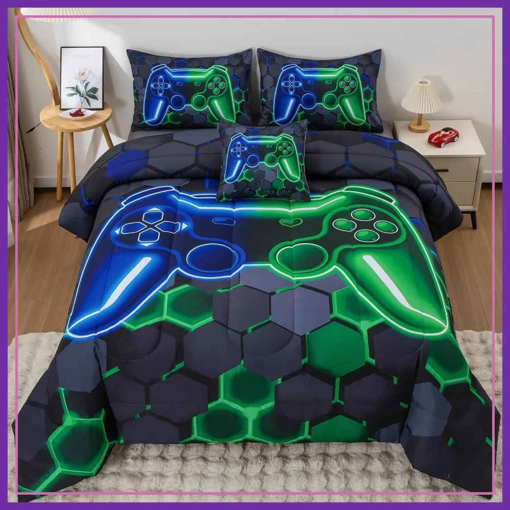 6Pcs Gaming Comforter Set Twin Size, Black 3D Video Game Controller Bedding for Teens, Colorful Gamer Bedroom Decor
6Pcs Gaming Comforter Set Twin Size, Black 3D Video Game Controller Bedding for Teens, Colorful Gamer Bedroom Decor