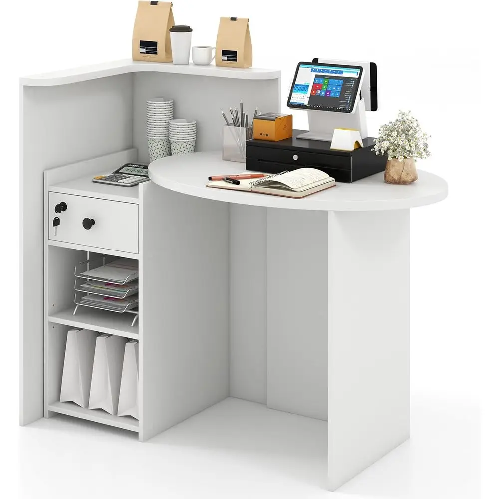 Угловой стол L-образной формы с 48 местами для работы и полками для хранения, с возможностью запирания, для розничной торговли, ресторанов или офисов (белый)
Угловой стол L-образной формы с 48 местами для работы и полками для хранения, с возможностью запирания, для розничной торговли, ресторанов или офисов (белый)