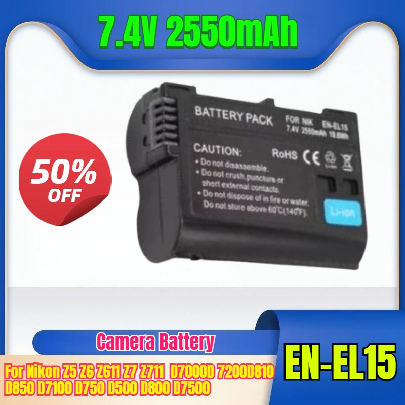7.4V 2550mAh EN-EL15 Camera Battery for Nikon Z5 Z6 Z6II Z7 Z7II D7000 D7200 D810 D850 D7100 D750 D500 D800 D7500 High Quality
7.4V 2550mAh EN-EL15 Camera Battery for Nikon Z5 Z6 Z6II Z7 Z7II D7000 D7200 D810 D850 D7100 D750 D500 D800 D7500 High Quality