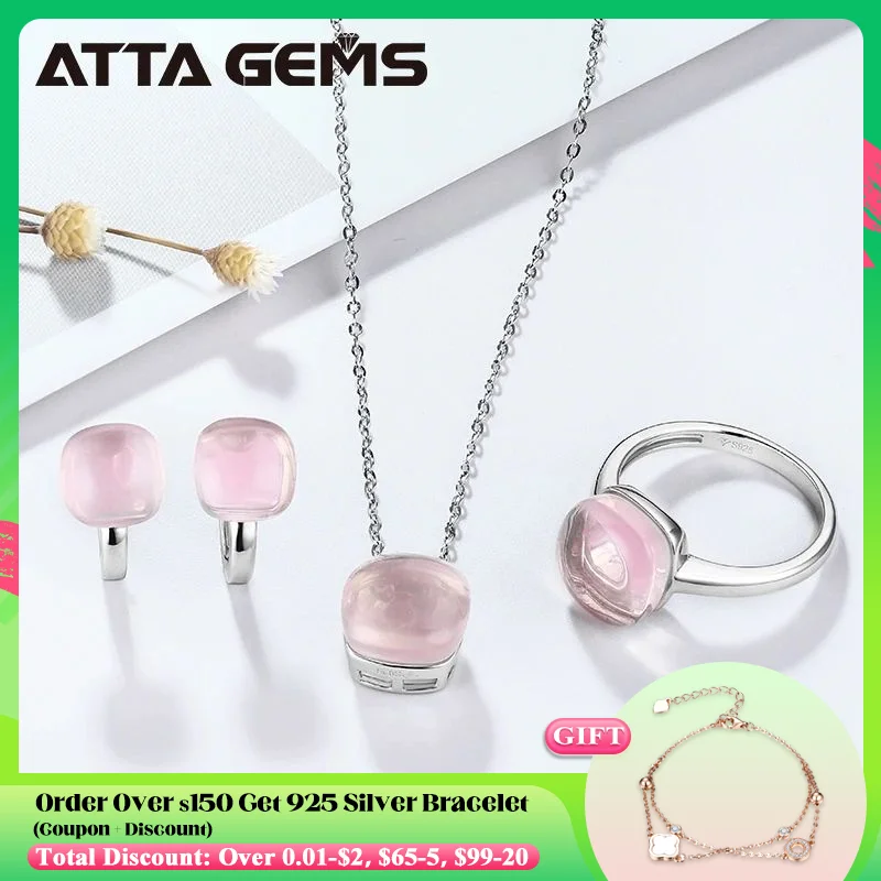 Natural Rose Quartz Sterling Silver Jewelry Sets Cabochon Cut 20.6 Carats Natural Pink Crystal Top Quality Stone Romantic Style
Natural Rose Quartz Sterling Silver Jewelry Sets Cabochon Cut 20.6 Carats Natural Pink Crystal Top Quality Stone Romantic Style