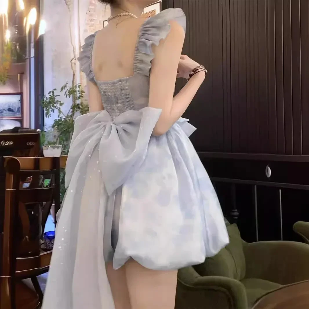 Summer Petite Open-back Bow Princess Puff Skirt French Style Blue Tank Dress Fairy Women's Ultra Fairy
Summer Petite Open-back Bow Princess Puff Skirt French Style Blue Tank Dress Fairy Women's Ultra Fairy