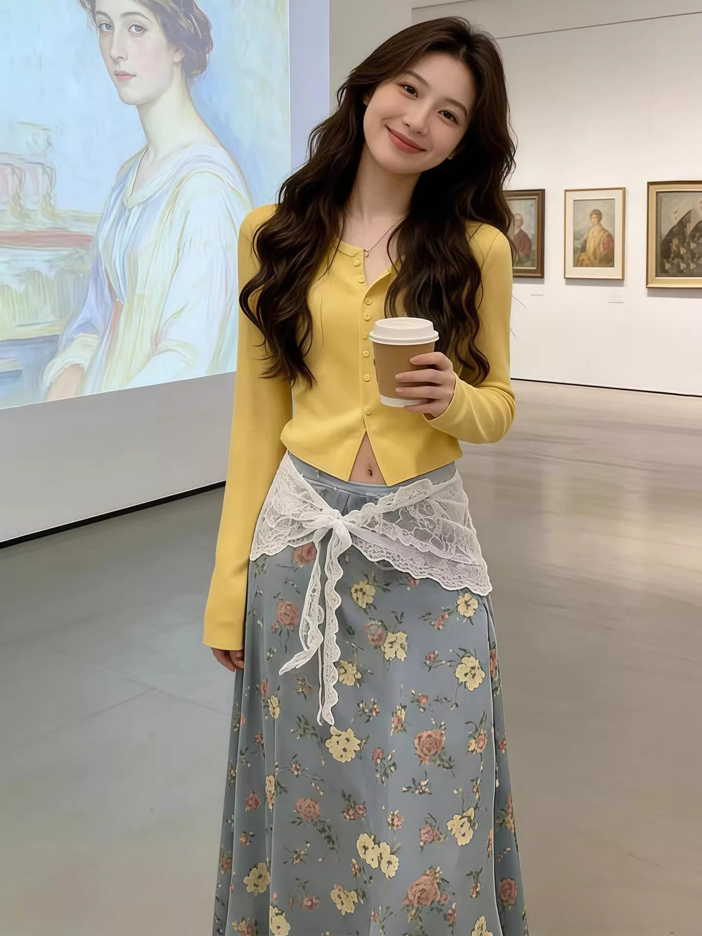 Yellow Floral Print Half-length Skirt And Open Cardigan Set plus Size Women's Fashion Spring Outfit Casual Style Polyester Fa...
Yellow Floral Print Half-length Skirt And Open Cardigan Set plus Size Women's Fashion Spring Outfit Casual Style Polyester Fa...