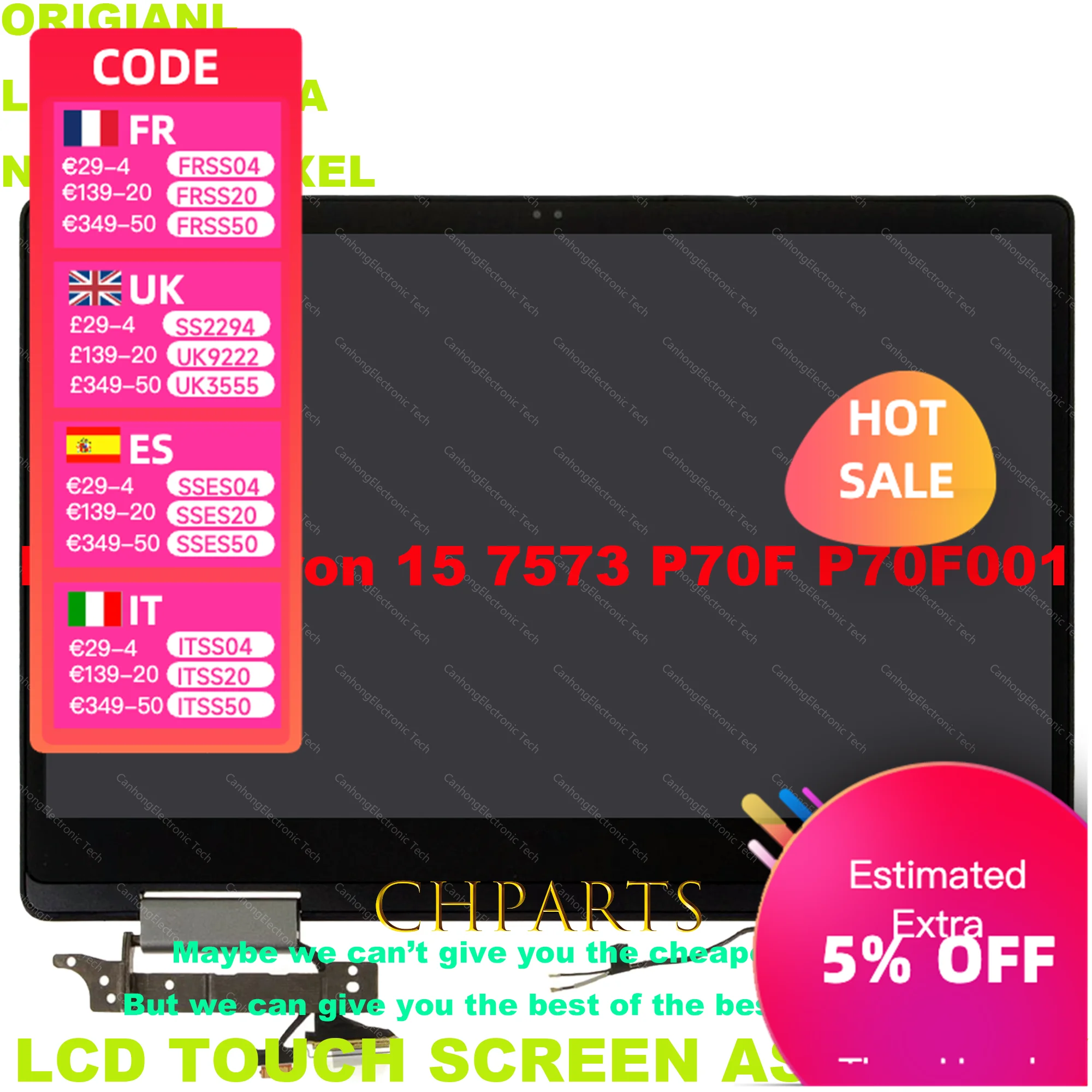 15.6″ 4k UHD 3840*2160 For Dell Inspiron 15 7573 Touch Screen LCD Display Complete Assembly T47RR
15.6″ 4k UHD 3840*2160 For Dell Inspiron 15 7573 Touch Screen LCD Display Complete Assembly T47RR