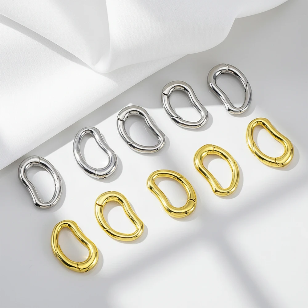 1pc 2pcs 18K Plated D-Ring Pea-shaped Spring Clasp for Bracelet Making Brass Buckle Clasp Carabiner Locks for DIY Jewelry Making
1pc 2pcs 18K Plated D-Ring Pea-shaped Spring Clasp for Bracelet Making Brass Buckle Clasp Carabiner Locks for DIY Jewelry Making