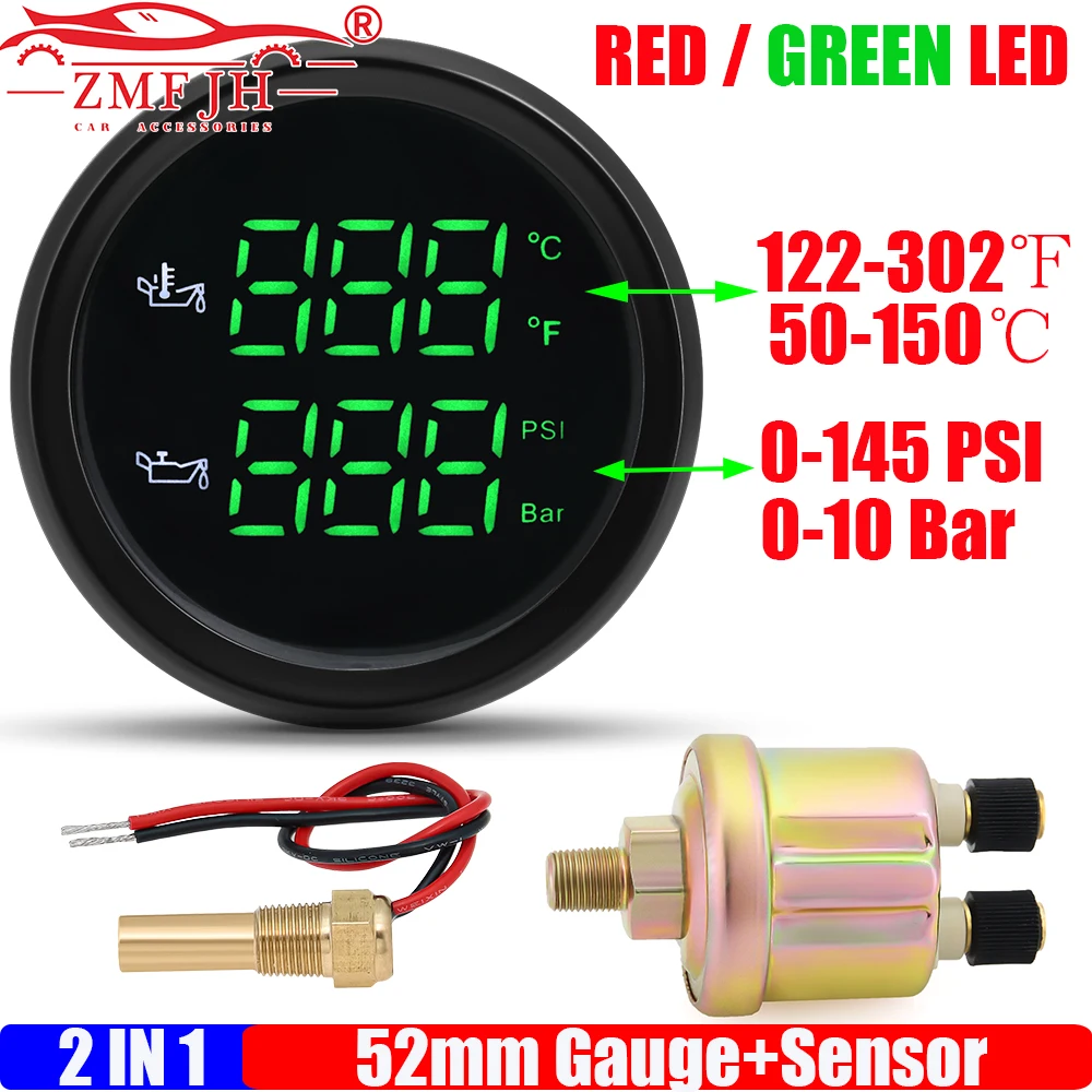 ZMFJH цифровой двойной манометр 52 мм со вспышкой, красный, зеленый, измеритель температуры масла + датчик давления масла + 10 мм для морской лодки, авто автомобиля
ZMFJH цифровой двойной манометр 52 мм со вспышкой, красный, зеленый, измеритель температуры масла + датчик давления масла + 10 мм для морской лодки, авто автомобиля