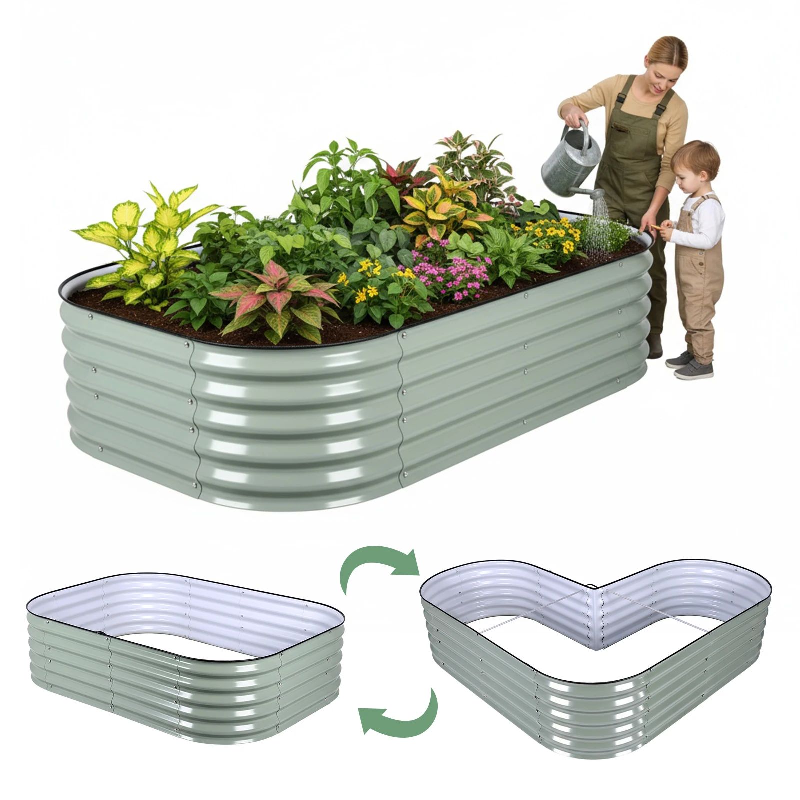 84x66x17 Inch U-Shaped Metal Raised Planter Bed Large Metal Planter Box for Flowers Plants and Vegetables
84x66x17 Inch U-Shaped Metal Raised Planter Bed Large Metal Planter Box for Flowers Plants and Vegetables
