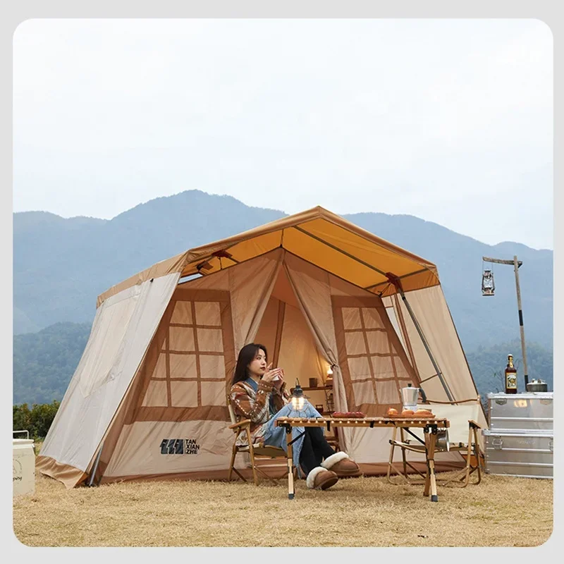 Large Space Luxury Family Tent Camping 5-8 Person Thick Vinyl Rainproof Windproof Fabric Hiking Outdoor Tent
Large Space Luxury Family Tent Camping 5-8 Person Thick Vinyl Rainproof Windproof Fabric Hiking Outdoor Tent