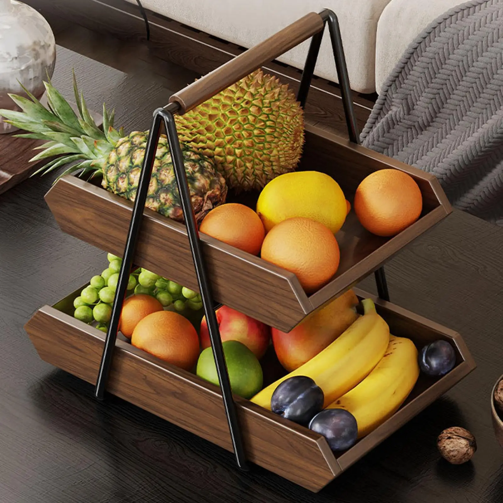 Two Layer Fruit Tray Snack Rack with Handle Dessert Plate Wooden Tray for Living Room Centerpiece Decoration
Two Layer Fruit Tray Snack Rack with Handle Dessert Plate Wooden Tray for Living Room Centerpiece Decoration