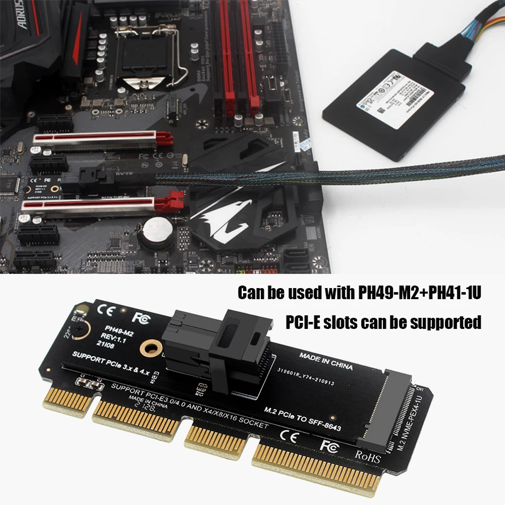 Карта расширения M.2 NVME к U.2 Mkey PCIeX4 к SFF8643, карта адаптера жесткого диска 64GT/S, высокоскоростные аксессуары для настольного компьютера
Карта расширения M.2 NVME к U.2 Mkey PCIeX4 к SFF8643, карта адаптера жесткого диска 64GT/S, высокоскоростные аксессуары для настольного компьютера