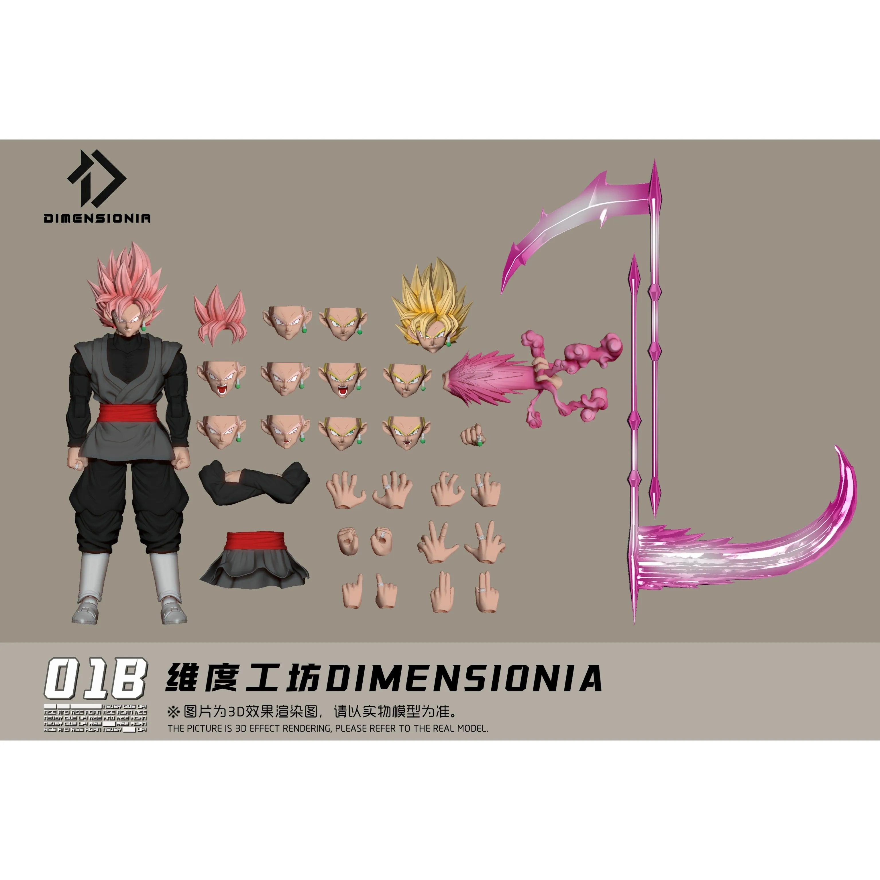 Dimensionia Black Goku Super Saiyan Rose Action Figure Replaceable Heads Hands Pink Scythe Anime Collectible Model
Dimensionia Black Goku Super Saiyan Rose Action Figure Replaceable Heads Hands Pink Scythe Anime Collectible Model