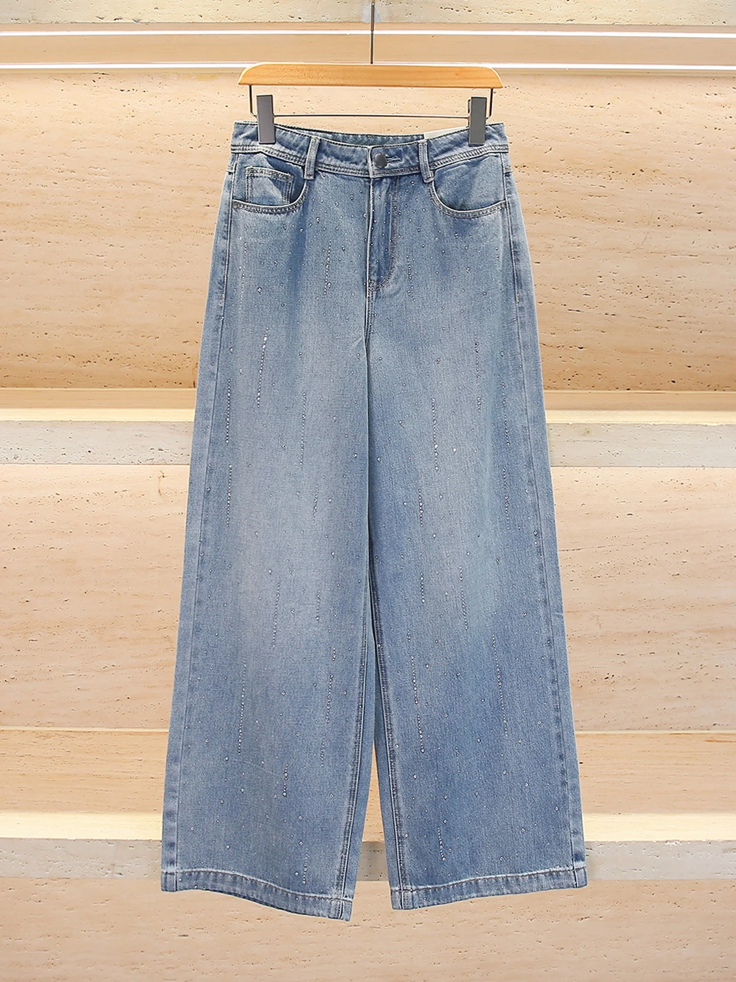 High-End Women's Denim Wide Leg Pants with Ironed Diamo Waed Design Casual High Waist Blue Jeans for Commuting All Seasons
High-End Women's Denim Wide Leg Pants with Ironed Diamo Waed Design Casual High Waist Blue Jeans for Commuting All Seasons