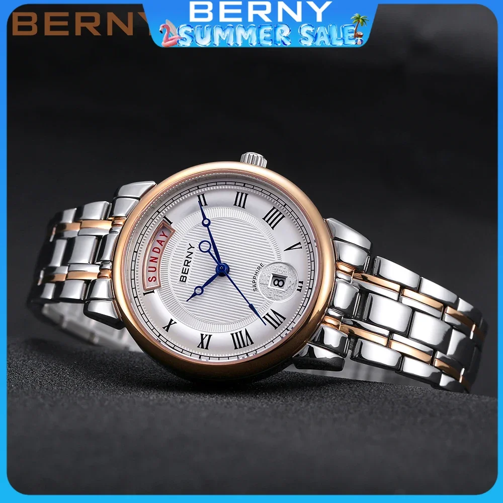 BERNY Quartz Watch For Women Movement VJ45 Watch Roman Calendar Wristwatches Sapphire Solid Steel Strap Waterproof Luxury Lady
BERNY Quartz Watch For Women Movement VJ45 Watch Roman Calendar Wristwatches Sapphire Solid Steel Strap Waterproof Luxury Lady