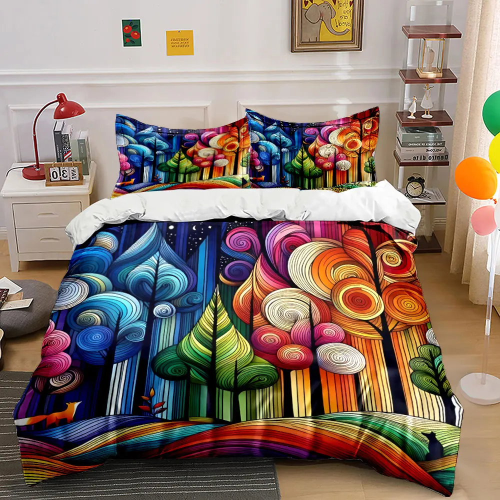 Colorful Forest Three-Piece Set Bedding Set with 1 Duvet Cover 2 Pillowcases Single Double King Queen, Gift
Colorful Forest Three-Piece Set Bedding Set with 1 Duvet Cover 2 Pillowcases Single Double King Queen, Gift