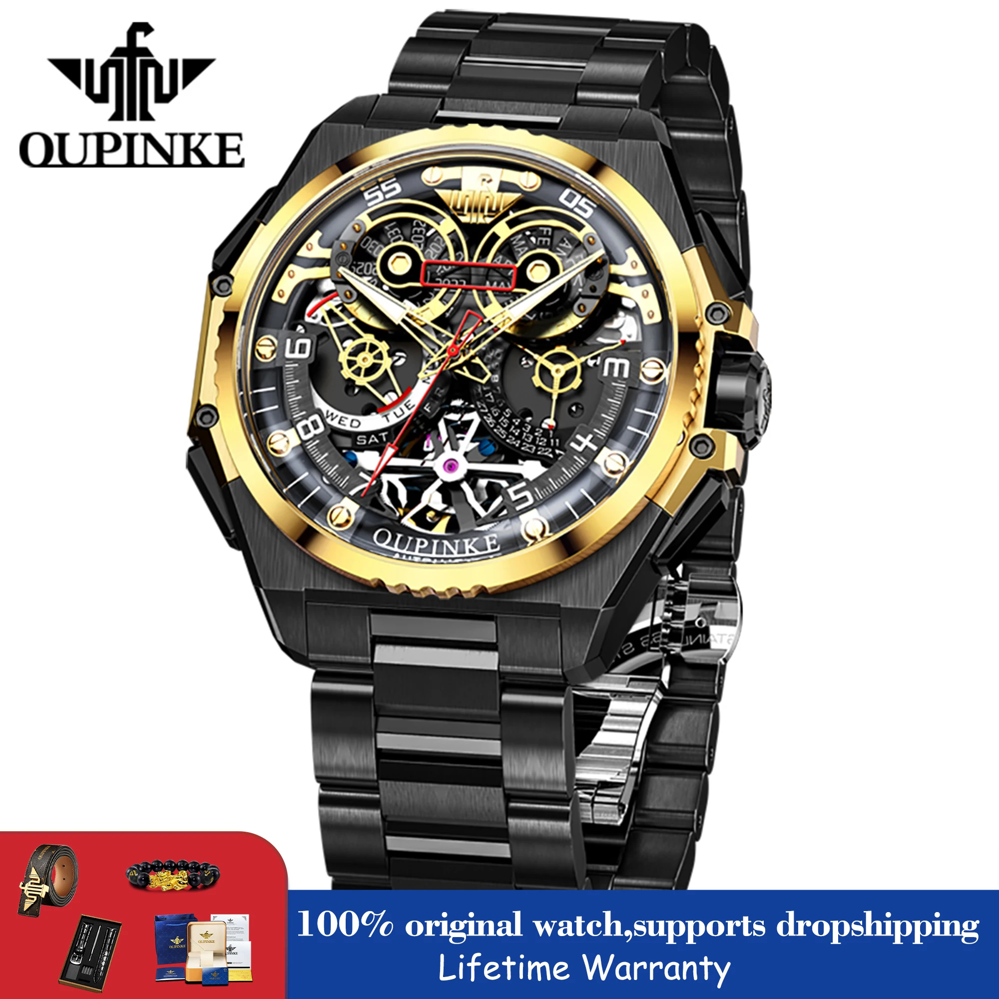 OUPINKE, элитные мужские часы, механические часы с синтетическим сапфировым стеклом и скелетонизированным циферблатом, водонепроницаемые мужские часы 3266
OUPINKE, элитные мужские часы, механические часы с синтетическим сапфировым стеклом и скелетонизированным циферблатом, водонепроницаемые мужские часы 3266