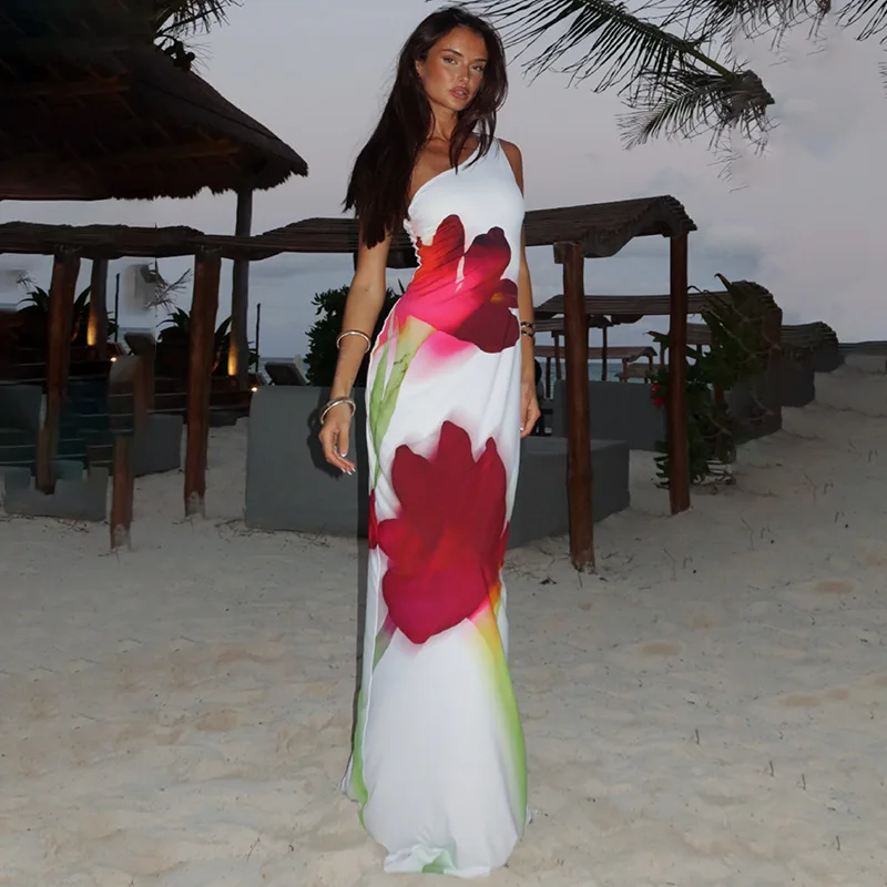 Elegant Floral Print Beach Dress for Women Fashion One Shoulder Sexy Backless Maxi Dress Summer Sleeveless Holidays Dresses 2024
Elegant Floral Print Beach Dress for Women Fashion One Shoulder Sexy Backless Maxi Dress Summer Sleeveless Holidays Dresses 2024
