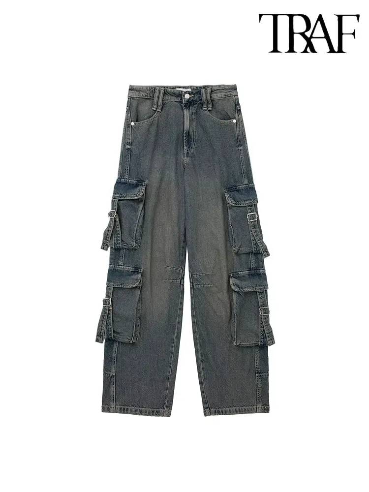 TRAF 2023 Spring Autumn Woman Pocket Workwear Denim Cargo Long Pants Fashion Mid Waist Vintage Casual Street Loose Trousers
TRAF 2023 Spring Autumn Woman Pocket Workwear Denim Cargo Long Pants Fashion Mid Waist Vintage Casual Street Loose Trousers