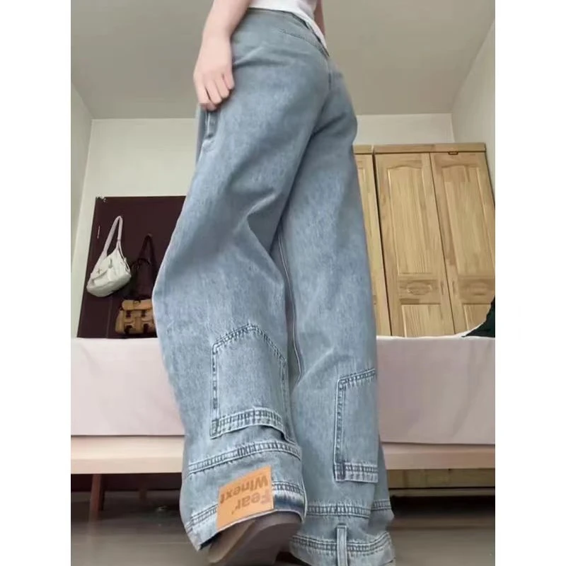 American retro high street women jeans y2k fashionable leg design washed high waist slimming wide leg pants
American retro high street women jeans y2k fashionable leg design washed high waist slimming wide leg pants
