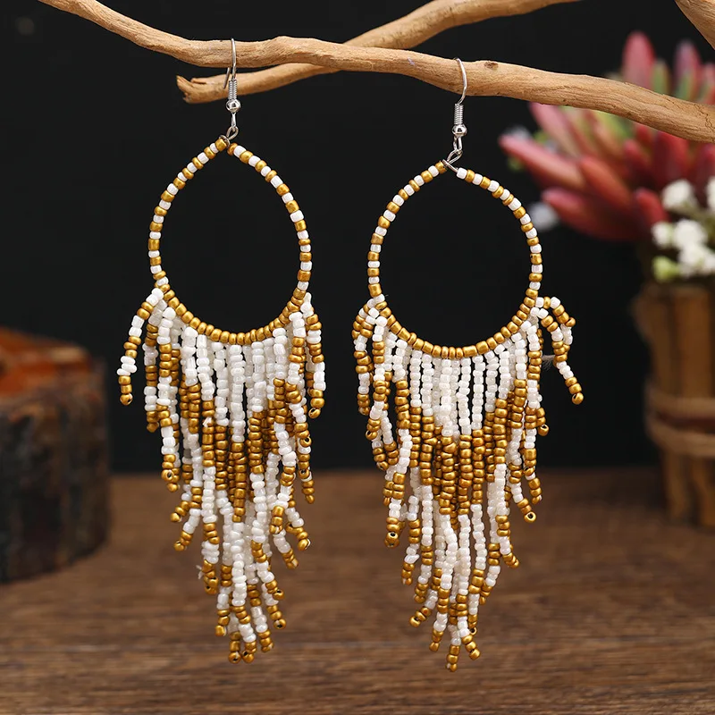 Boho Handmade Beads Dangle Earrings Long Tassel Pendant Drop Earring For Women Party Beach Ethnic Jewelry Accessories Серьги
Boho Handmade Beads Dangle Earrings Long Tassel Pendant Drop Earring For Women Party Beach Ethnic Jewelry Accessories Серьги