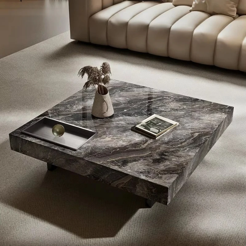 Italian simple luxury marble modern coffee table brown living room furniture high-end square design
Italian simple luxury marble modern coffee table brown living room furniture high-end square design