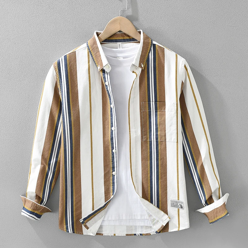 Fashion Colored Stripes Shirt for Men Long Sleeve Oversize Casual Clothing 2025 Spring New Office Shirts
Fashion Colored Stripes Shirt for Men Long Sleeve Oversize Casual Clothing 2025 Spring New Office Shirts